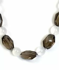 Gigi Kaufman Jewelry Faceted Smokey Quartz With Cloudy Quartz Rounds Necklace Gifts By Recipient