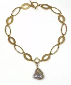 Gigi Kaufman Jewelry Open Link Gold Chain With Soufflé'Baroque Pearl Gifts By Recipient