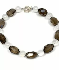 Gigi Kaufman Jewelry Faceted Smokey Quartz With Cloudy Quartz Rounds Necklace Gifts By Recipient
