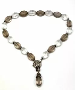 Gigi Kaufman Jewelry Olive Shaped Smokey & Crystal Quartz Necklace Gifts By Recipient