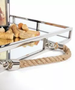 Go Home Ltd Gifts By Occasion Polished Nickel Square Tray With Rope Handles