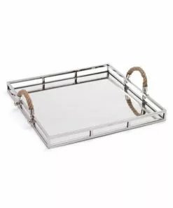 Go Home Ltd Gifts By Occasion Polished Nickel Square Tray With Rope Handles