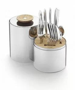 CHRISTOFLE 24-PIECE STAINLESS STEEL FLATWARE SET WITH STORAGE CAPSULE