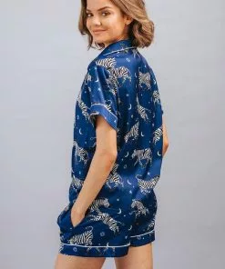 Averie Sleep Isabis Two-Piece Short Pajama Set (Cobalt Blue)