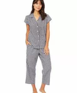 The Cat's Pajamas Black & White Gingham Capri Pajama Set