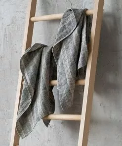 Linen Me Dining Tea Towels Black Multi Striped Linen