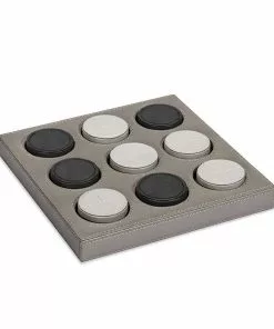Interlude TIC TAC TOE SET GREY LEATHER