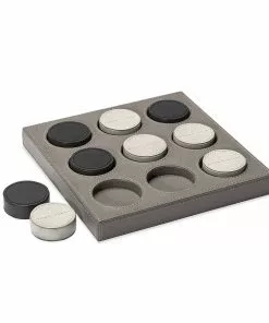 Interlude TIC TAC TOE SET GREY LEATHER