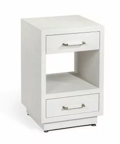 Interlude Side Tables BEDSIDE CHEST FAUX LINEN AND WOOD