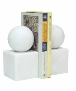 Marble Crafters BOOKENDS BALL ON CUBE (PEARL WHITE) Gifts By Occasion