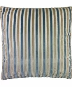 Signature Pillows Anthem Taupe And Teal Stripe Pillow