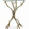 Century Furniture CHAIRSIDE TABLE GLASS TOP BRASS TWIG Gifts By Occasion