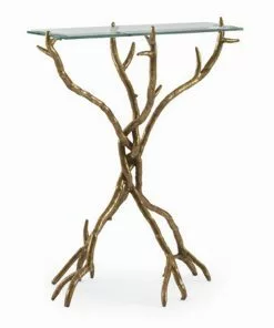 Century Furniture CHAIRSIDE TABLE GLASS TOP BRASS TWIG Gifts By Occasion