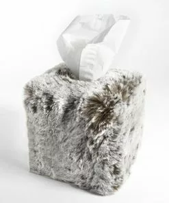 Evelyn Prelonge Glacier FAUX FUR Square Tissue Cover