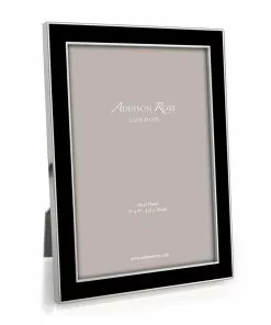Addison Ross Frame Enamel Thin Black And Silver - Available In 3 Sizes Gifts By Occasion