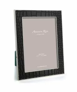 Addison Ross Frame Black Faux Crocodile & Silver - Available In 2 Sizes