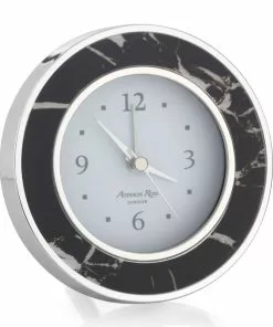 Addison Ross Gifts By Occasion Alarm Clock Black Marble And Silver (Round)