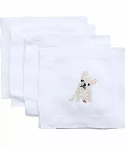 Lettermade Gifts By Occasion French Bulldog Linen Cocktail Napkins