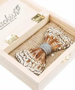 Brackish FEATHER BOW TIE - GREY BOBWHITE Gifts By Occasion