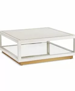 Interlude COCKTAIL TABLE WOOD AND FAUX LINEN Side Tables