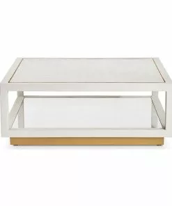 Interlude COCKTAIL TABLE WOOD AND FAUX LINEN Side Tables