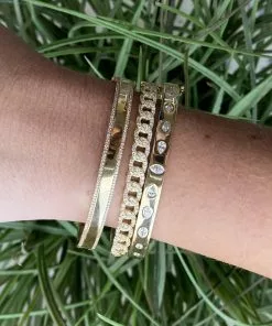 Vintage La Rose 14k Gold Curb Chain Bangle