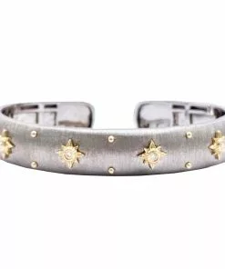Vintage La Rose 14k Gold & Sterling Starburst Cuff Gifts By Recipient