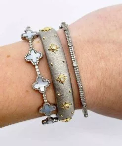 Vintage La Rose 14k Gold & Sterling Starburst Cuff Gifts By Recipient