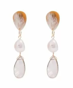 Vivo Gifts By Recipient Teardrop Moonstone Pearl On Horn Post Earrings