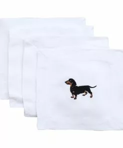 Lettermade Dachshund Linen Cocktail Napkins