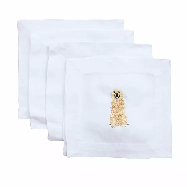 Lettermade Gifts By Occasion Golden Retriever Linen Cocktail Napkins Lettermade Gifts By Occasion Golden Retriever Linen Cocktail Napkins