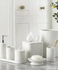Kassatex Scalloped White Cotton Jar Host/Hostess