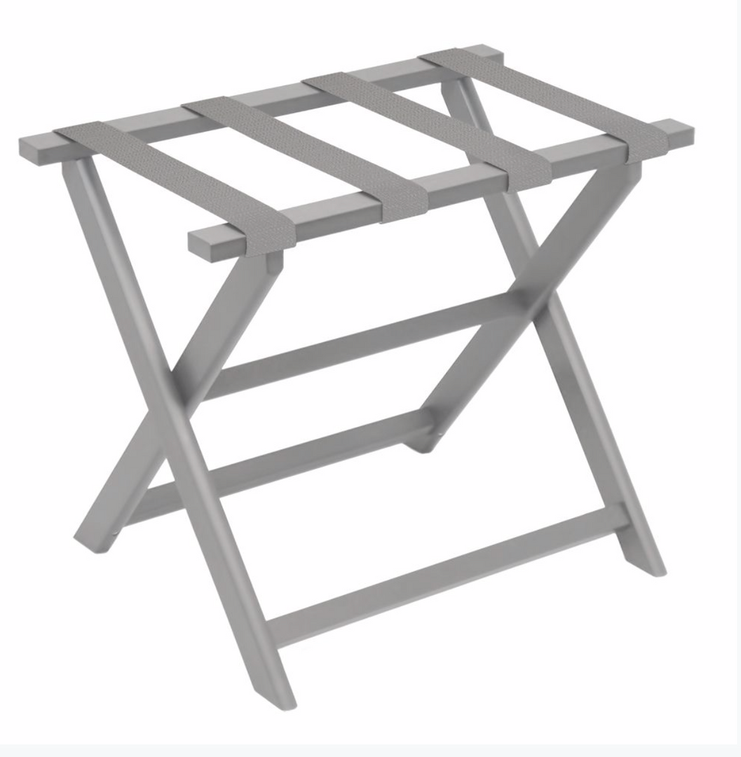 Gate House Furniture Luggage Rack-Light Grey Frame With Grey Brindle Straps Gifts By Occasion Gate House Furniture Luggage Rack-Light Grey Frame With Grey Brindle Straps Gifts By Occasion