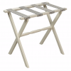 Gate House Furniture Luggage Rack-Ivory Frame With Grey/Taupe Greek Key Straps