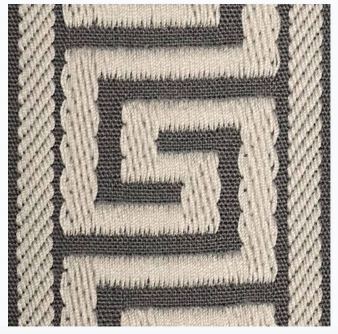 Gate House Furniture Luggage Rack-Ivory Frame With Grey/Taupe Greek Key Straps Gate House Furniture Luggage Rack-Ivory Frame With Grey/Taupe Greek Key Straps