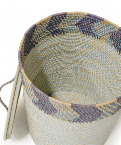 Palecek Blue Chevron Basket With Lid