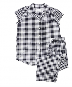 The Cat's Pajamas Black & White Gingham Capri Pajama Set