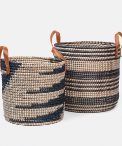 Pigeon & Poodle Father's Day Baskets Dark Blue And Seagrass (Available In 2 Sizes)