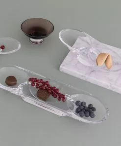 Nude Glassware Glass Three Section Curved Tray