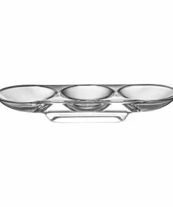 Nude Glassware Glass Three Section Curved Tray