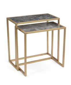 John Richard NESTING TABLES MARBLE TOP & GOLD FINISH Side Tables