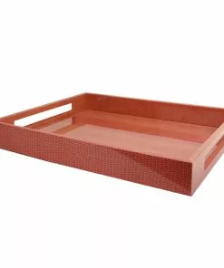 Addison Ross Gifts By Occasion Tray Croc Lacquered Orange (Medium)