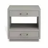 Interlude BEDSIDE CHEST GREY FAUX LINEN Side Tables