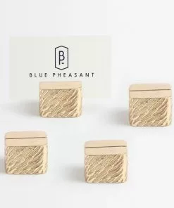 Card Holder Gold Cube Zachary By Blue Pheasant (Set Of 4) Gifts By Occasion
