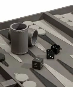 Interlude BACKGAMMON SET GREY LEATHER Gifts By Occasion