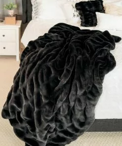 Fabulous Furs Throw Mink Faux Fur Onyx