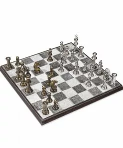 Interlude CHESS SET GREY HIDE