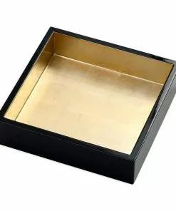 Caspari Black And Gold Lacquer NAPKIN HOLDER Gifts By Occasion