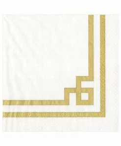 Caspari GOLD WHITE RIVE PAPER LUNCH NAPKIN