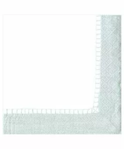 Caspari BORDER SILVER PAPER LUNCH NAPKIN LINEN